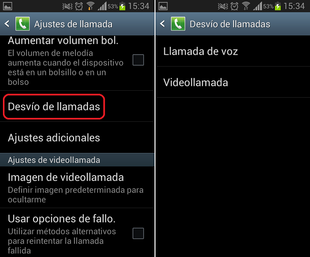 Desviar llamadas en Android 2