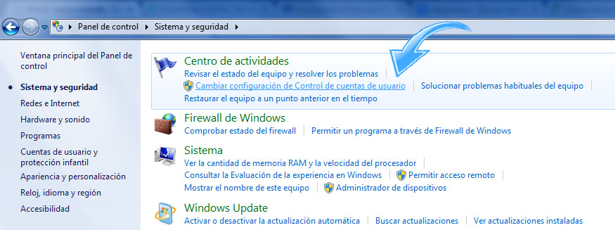 Paso 3 para Desactivar UAC en Windows 7