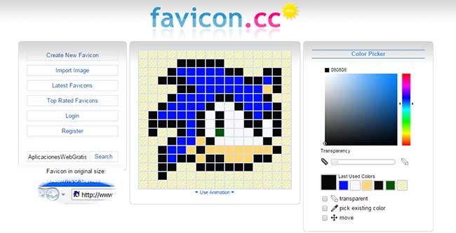 Favicon.cc Herramienta web para Crear favicon con fondo transparente online
